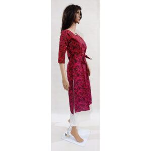 Women Kurta Gold Foil Inbuilt Fabric Belt Design 40