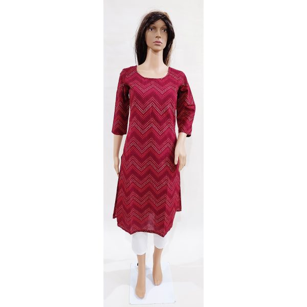 Women Cotton Kurta Inbuilt Padded Breast Cover Design 11 - Image 2