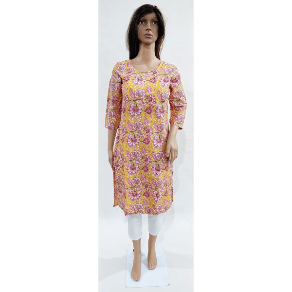 Women Cotton Kurta Inbuilt Padded Breast Cover Design 18 - Image 2