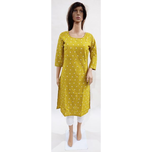Women Cotton Linen Kurta Inbuilt Padded Breast Cover Design 23 - Image 2