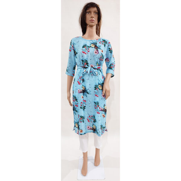Women Kurta Inbuilt Fabric Belt Design 30 - Image 2