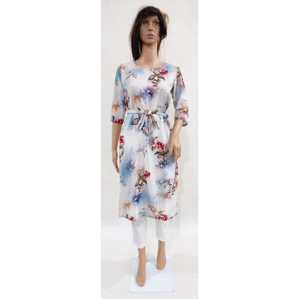 Women Kurta Inbuilt Fabric Belt Design 32 - Image 2