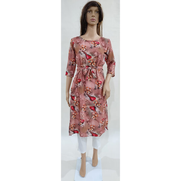 Women Kurta Inbuilt Fabric Belt Design 35 - Image 2