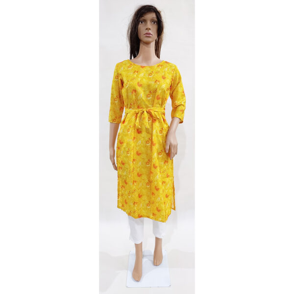 Women Kurta Inbuilt Fabric Belt Design 36 - Image 2