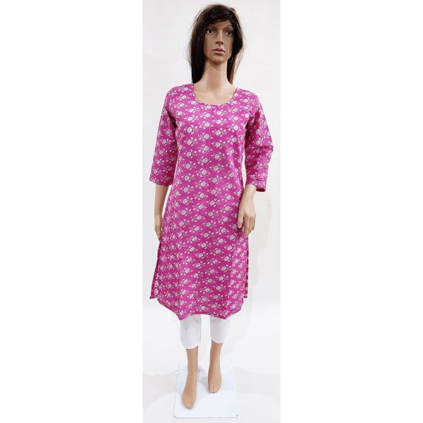 Women Cotton Kurta Inbuilt Padded Breast Cover Design 9 - Image 2