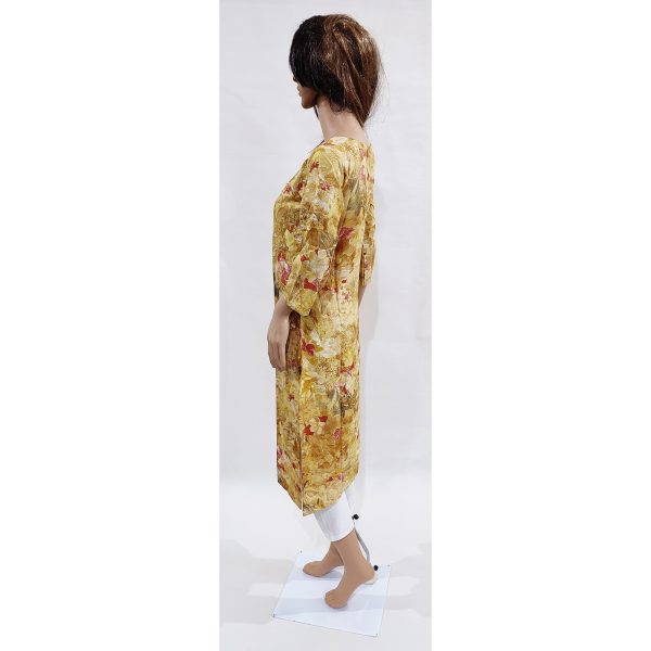 Women Rayon Kurta Gold Foil Inbuilt Padded Breast Cover Design 28 - Image 3