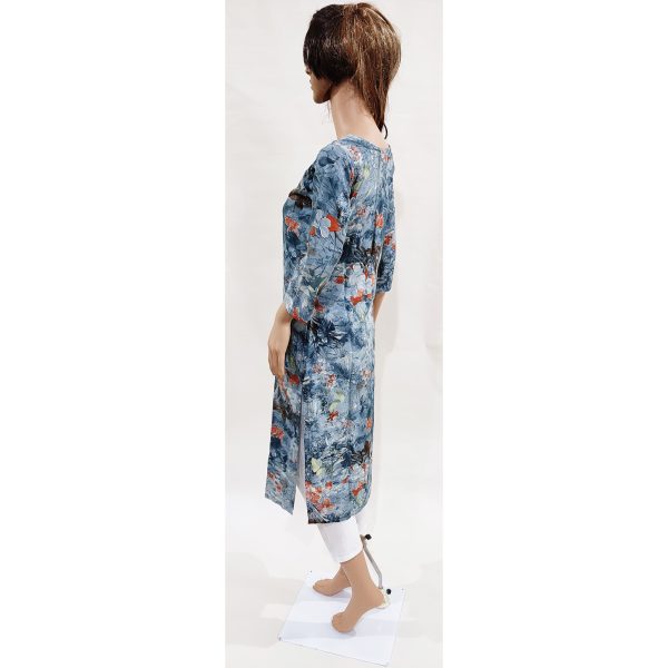 Women Rayon Kurta Gold Foil Inbuilt Padded Breast Cover Design 29 - Image 3