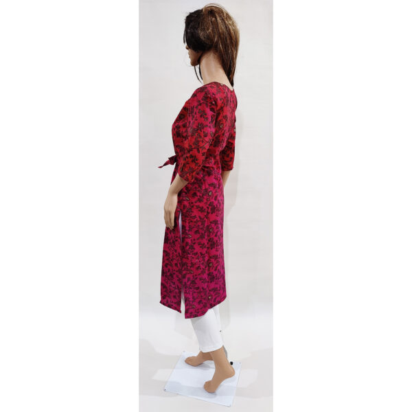 Women Kurta Gold Foil Inbuilt Fabric Belt Design 40 - Image 3