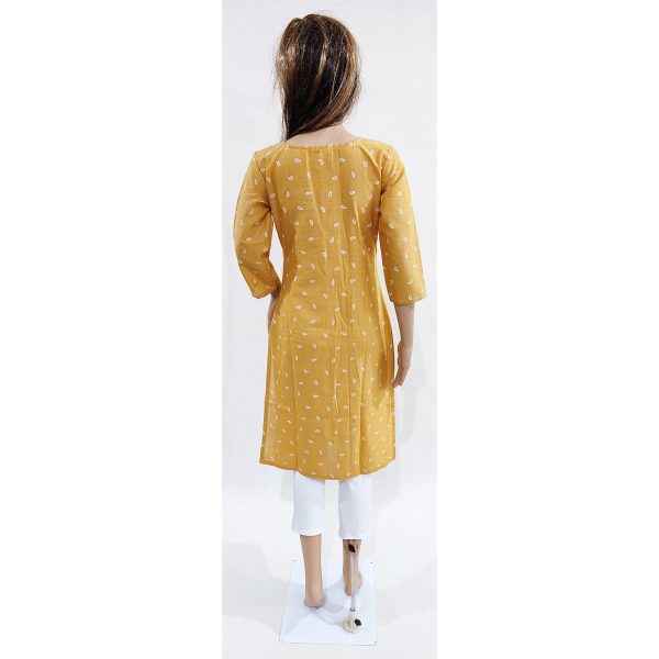 Women Cotton Linen Kurta Inbuilt Padded Breast Cover Design 24 - Image 4