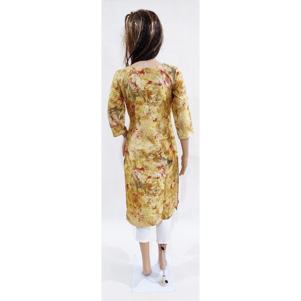 Women Rayon Kurta Gold Foil Inbuilt Padded Breast Cover Design 28 - Image 4