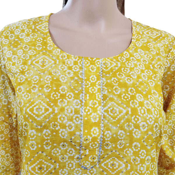 Women Cotton Kurta Gold Foil Design 79 - Image 3