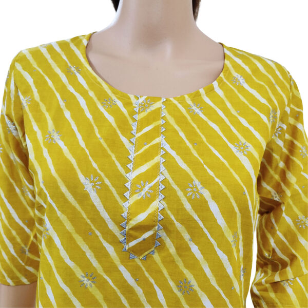 Women Cotton Kurta Silver Foil Design 96 - Image 3