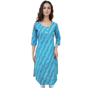 Women Cotton Kurta Gold Foil Design 76