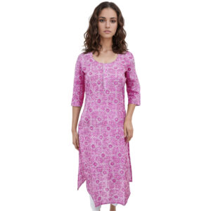 Women Cotton Kurta Gold Foil Design 83