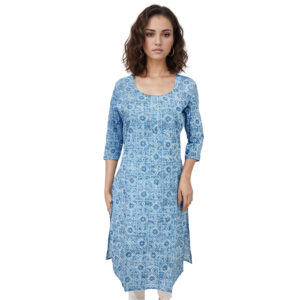 Women Cotton Kurta Gold Foil Design 86