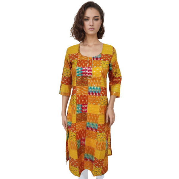 Women Cotton Kurta Gold Foil Design 89