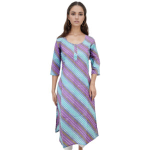 Women Cotton Kurta Silver Foil Design 94