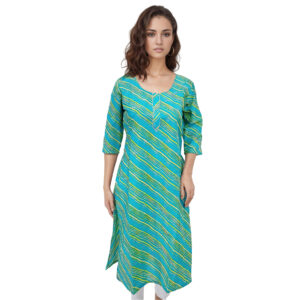 Women Cotton Kurta Silver Foil Design 95