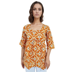 Women Rayon Top Gold Foil Design 8