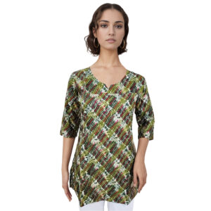 Women Rayon Top Gold Foil Design 9