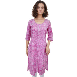 Women Cotton Kurta Gold Foil Design 78