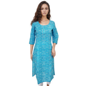 Women Cotton Kurta Gold Foil Design 80