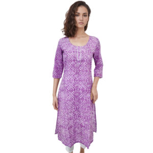 Women Cotton Kurta Gold Foil Design 81